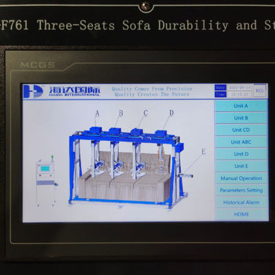 Μηχανή δοκιμής ανθεκτικότητας σε τρεις καναπέδες και πλάτη